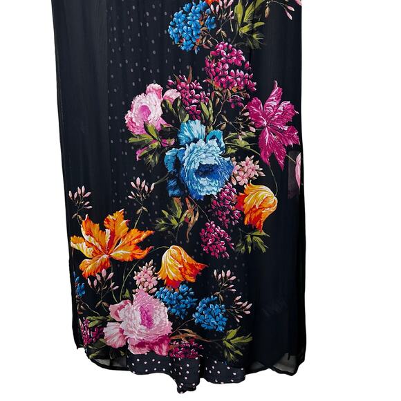 Anthropologie Dress Layered Sleeveless Size SP Sheer Strappy Floral Black - Picture 3 of 12